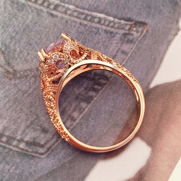 Gorgeous Rose Gold Filled Pink Sapphire Ring New - Picture 4 of 5